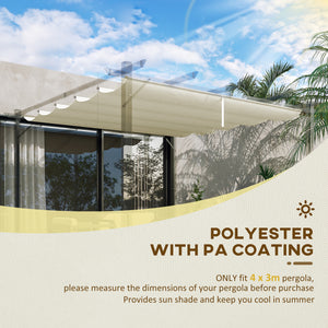 Retractable Pergola Shade Cover, Replacement Canopy Fabric for 3 x 3 (m) Pergola, Gazebo Retractable Roof, Cream White