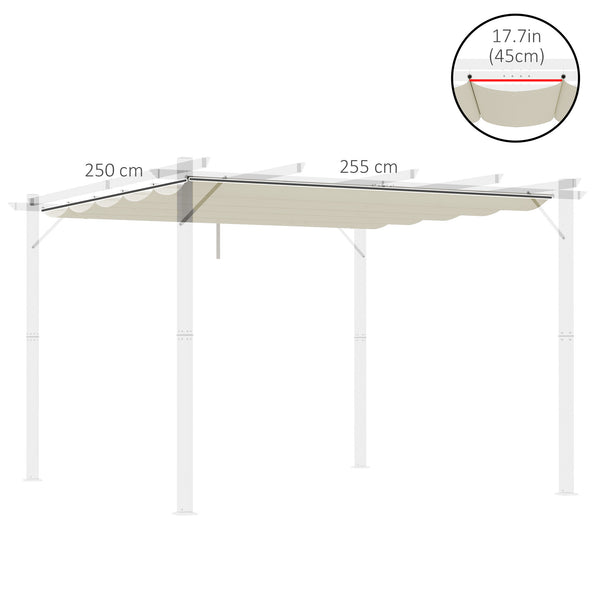 Retractable Replacement Pergola Canopy for 10' x 10' Pergola, Pergola Cover Replacement, Cream White