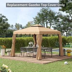 9.8' x 9.8' Gazebo Replacement Canopy, Gazebo Top Cover with Double Vented Roof for Garden Patio Outdoor TOP ONLY, Khaki