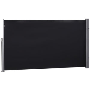 118" x 71" Retractable Side Awning Patio Outdoor Folding Privacy Screen with Resistance to UV Rays & Wind, Black
