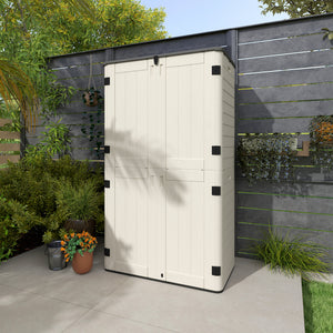 368 Gallon Outdoor Storage Cabinet Deck Box, Waterproof Horizontal Storage Shed with Openable Top and Lockable Doors for Lawnmower, Garbage Bin, Patio Accessories