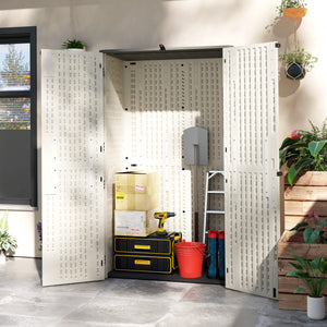 368 Gallon Outdoor Storage Cabinet Deck Box, Waterproof Horizontal Storage Shed with Openable Top and Lockable Doors for Lawnmower, Garbage Bin, Patio Accessories