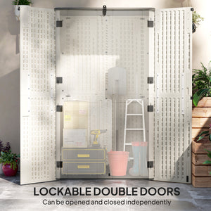 368 Gallon Outdoor Storage Cabinet Deck Box, Waterproof Horizontal Storage Shed with Openable Top and Lockable Doors for Lawnmower, Garbage Bin, Patio Accessories