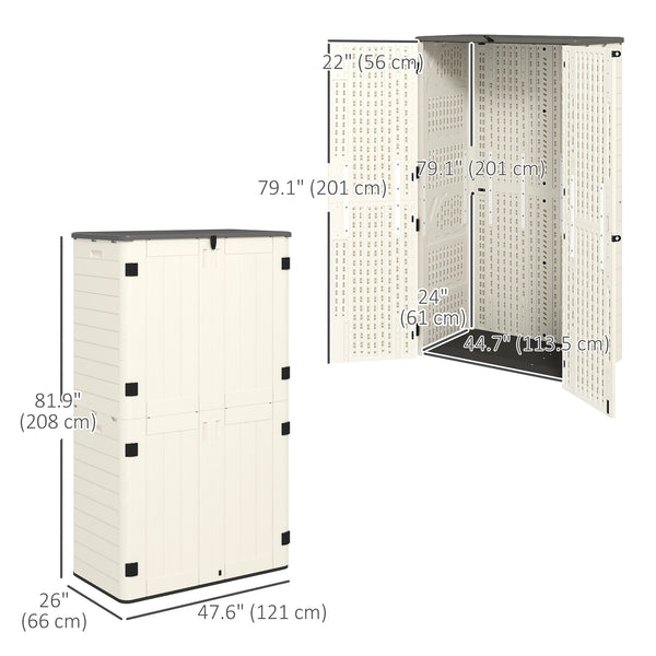 368 Gallon Outdoor Storage Cabinet Deck Box, Waterproof Horizontal Storage Shed with Openable Top and Lockable Doors for Lawnmower, Garbage Bin, Patio Accessories