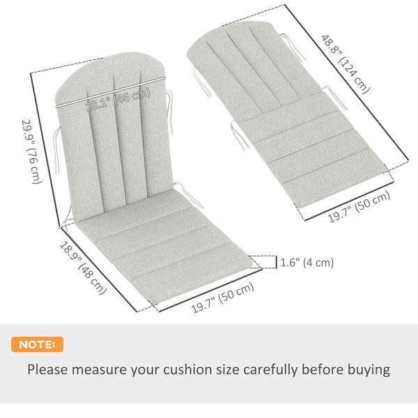 Adirondack Chair Cushion Set of 2, Outdoor Chair Cushions, High Back Patio Chair Cushions with Ties, Non-Slip Replacement Seat Cushion for Patio Furniture, Light Grey