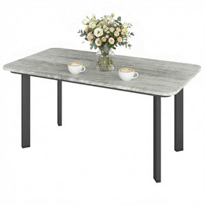 Outdoor Coffee Table, Rectangle Garden Table with Slatted Wood Plastic Composite Top, Metal Frame Garden Tables for Patio, Balcony, Terrace, 90 x 49 x 40 cm, Grey