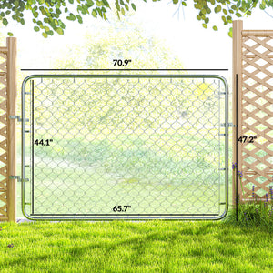 Garden Gate Chain Link Fence Gate, Galvanized Steel Garden Door for Yard Entrance Way, 26-71 in. W x 4 ft. H, Silver