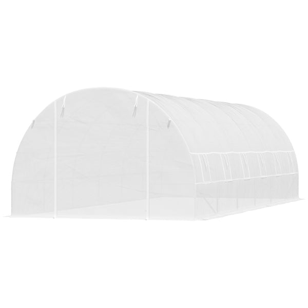 26' x 10' x 6.6' Large Walk in Tunnel Greenhouse Garden Plant Seed Green House Premium Steel Frame, White