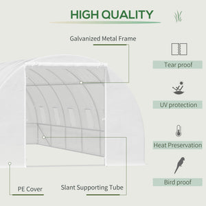 26' x 10' x 6.6' Large Walk in Tunnel Greenhouse Garden Plant Seed Green House Premium Steel Frame, White