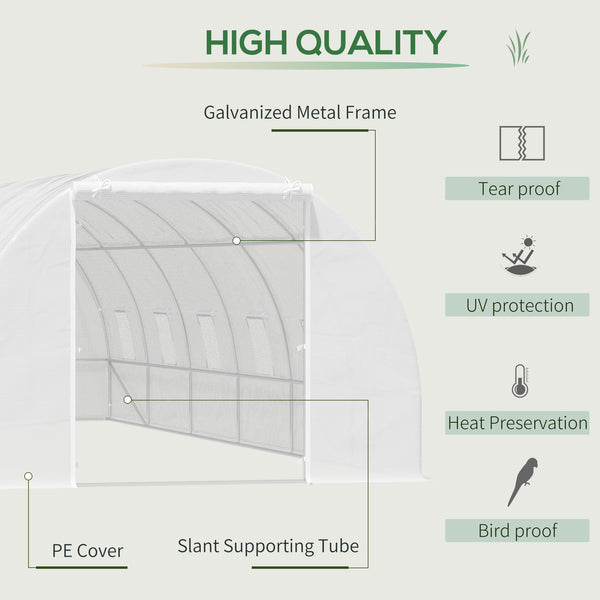 26' x 10' x 6.6' Large Walk in Tunnel Greenhouse Garden Plant Seed Green House Premium Steel Frame, White