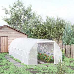 26' x 10' x 6.6' Large Walk in Tunnel Greenhouse Garden Plant Seed Green House Premium Steel Frame, White