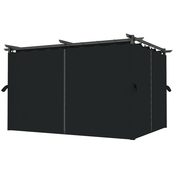 10' x 13' Retractable Pergola Canopy with Curtains, Outdoor Gazebo UPF30+ Sun Shade Shelter for Grill, Garden, Patio, Backyard, Deck, Dark Grey