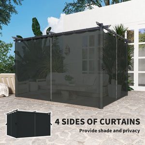 10' x 13' Retractable Pergola Canopy with Curtains, Outdoor Gazebo UPF30+ Sun Shade Shelter for Grill, Garden, Patio, Backyard, Deck, Dark Grey