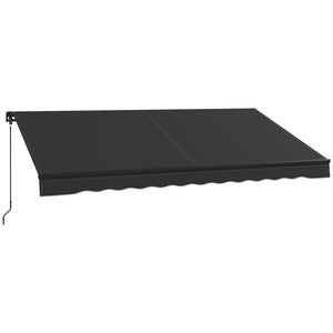  12' x 10' Retractable Awning, Patio Awning Sunshade Shelter with Manual Crank Handle, 280gsm UV Resistant Fabric and Aluminum Frame, for Balcony, Yard, Black