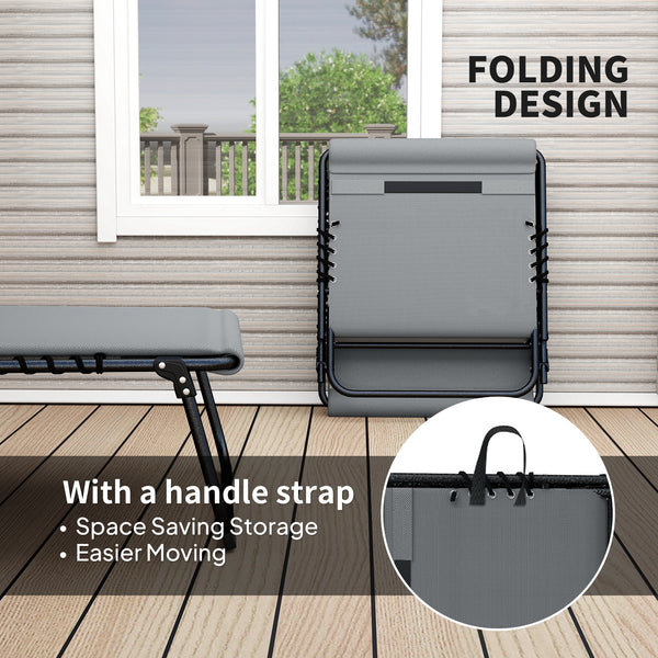 Folding Sun Loungers Set of 2, Recliner Garden Chairs with Quick Drying Pad Headrest Side Pocket, Garden Sun Loungers for Beach Pool, Charcoal Grey