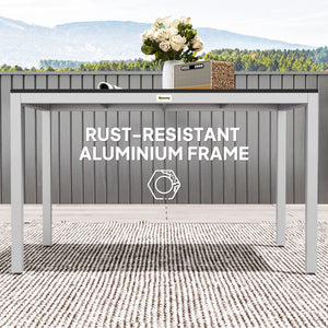 Outdoor Dining Table for 4-6, Patio Table with Easy Maintenance Slatted Top, Rust-Resistant Aluminium Frame, for Garden, Patio, Backyard, Balcony, 47" x 28", Black