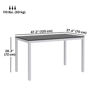 Outdoor Dining Table for 4-6, Patio Table with Easy Maintenance Slatted Top, Rust-Resistant Aluminium Frame, for Garden, Patio, Backyard, Balcony, 47" x 28", Black