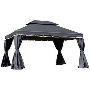 3 x 4m Aluminium Garden Gazebo, Marquee Canopy Shelter Pavilion Party Tent with Nets and Curtains for Garden and Deck, Black