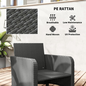 5 Piece Rattan Garden Furniture Set, Wicker Patio Conversation Set with 2 Chairs, 2-Tier Coffee Table, 2 Ottomans and Thick Cushions for Outdoor, Balcony, Bistro, Porch, Cream White