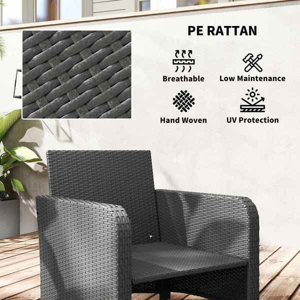 5 Piece Rattan Garden Furniture Set, Wicker Patio Conversation Set with 2 Chairs, 2-Tier Coffee Table, 2 Ottomans and Thick Cushions for Outdoor, Balcony, Bistro, Porch, Cream White