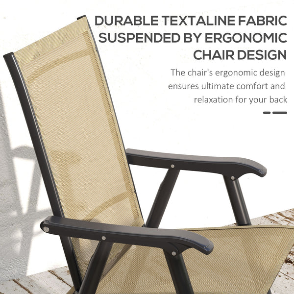 4-Piece Folding Dining Chair Set for Relaxing on Patio, Balcony, or Garden, Comfortable Outdoor Furniture with Armrests, Light Mixed Brown