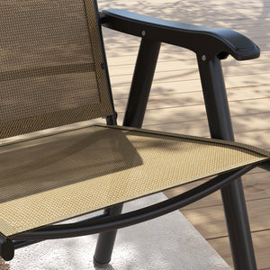 4-Piece Folding Dining Chair Set for Relaxing on Patio, Balcony, or Garden, Comfortable Outdoor Furniture with Armrests, Light Mixed Brown