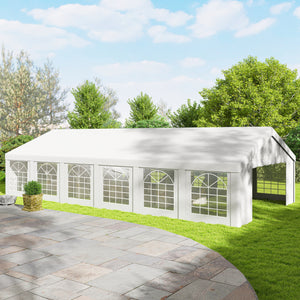 20' x 40' Heavy Duty Party Tent and Carport, Galvanized Outdoor Canopy Tent Event Tent with 12 Removable Window Sidewalls for Parties, Wedding, Events, BBQ, White