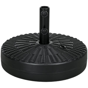 Garden Parasol Base with Rattan Effect, 22kg Water or 29kg Sand Filled, Heavy Duty HDPE Umbrella Stand, Fillable Parasol Stand for 38mm, 48mm Poles, Black