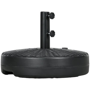 Garden Parasol Base with Rattan Effect, 22kg Water or 29kg Sand Filled, Heavy Duty HDPE Umbrella Stand, Fillable Parasol Stand for 38mm, 48mm Poles, Black