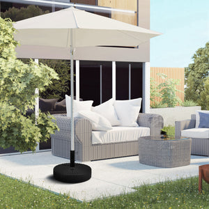 Garden Parasol Base with Rattan Effect, 22kg Water or 29kg Sand Filled, Heavy Duty HDPE Umbrella Stand, Fillable Parasol Stand for 38mm, 48mm Poles, Black