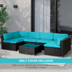 14Pcs Outdoor Cushion Covers, Patio Cushion Covers Replacement for Rattan Sofa Set - No Cushion Included, Light Blue