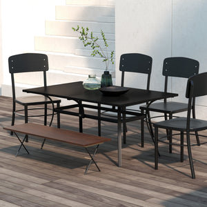 Patio Table, 59" x 35" Rectangle Outdoor Dining Table for 6 People with Steel Legs, Metal Tabletop, for Garden, Backyard, Lawn, Balcony, Black
