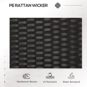 2-Seat Patio Furniture with Tea Table, Outdoor PE Rattan Wicker Loveseat with Padded Cushions and Tempered Glass Top for Garden, Porch, Poolside, Light Grey