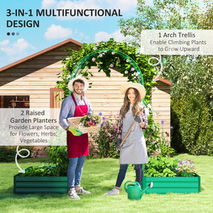 Raised Garden Bed with Arch Trellis for Climbing Plants, Flowers, Herbs, Vegetables, Galvanized Raised Bed Kit Outdoor Garden Box with Trellis for Garden, Patio, Backyard