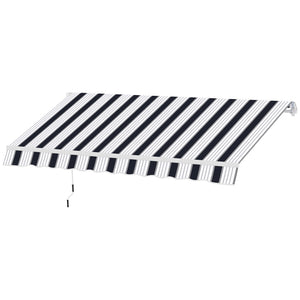 2.5m x 2m Garden Patio Manual Awning Canopy Sun Shade Shelter Retractable with Winding Handle Blue White