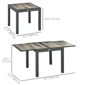Extendable Outdoor Dining Table, Aluminum Garden Table, Rectangular Patio Table with Plastic Board Tabletop for Balcony, Lawn, Beige