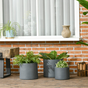 Set of 3 Outdoor Planter Set, 13/11.5/9 in, Flower Pots with Drainage Holes, Outdoor Plant Pots for Patio, Yard, Garden
