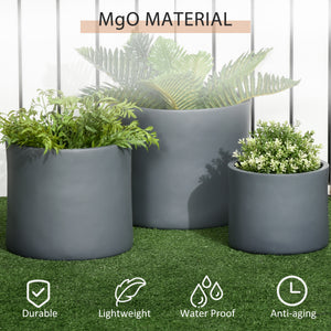 Set of 3 Outdoor Planter Set, 13/11.5/9 in, Flower Pots with Drainage Holes, Outdoor Plant Pots for Patio, Yard, Garden