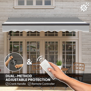 3 x 2.5m Electric Awning with Remote Controller, Aluminium Frame DIY Retractable Awning, UV30+ Sun Shade Canopy for Garden Patio Deck Door Window, Light Grey