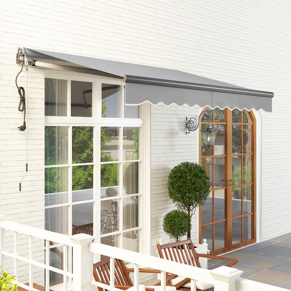 3 x 2.5m Electric Awning with Remote Controller, Aluminium Frame DIY Retractable Awning, UV30+ Sun Shade Canopy for Garden Patio Deck Door Window, Light Grey