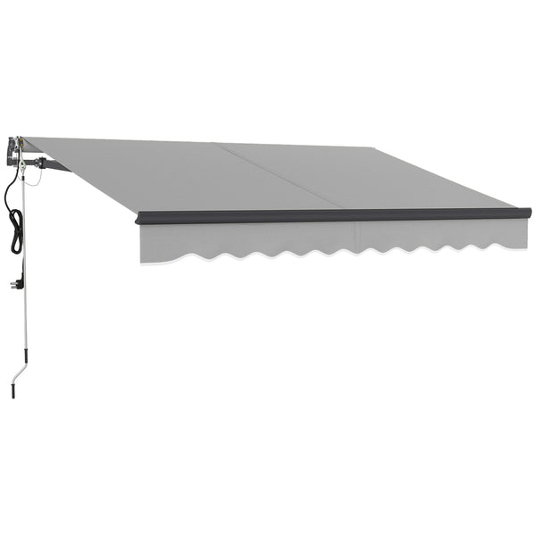3 x 2.5m Electric Awning with Remote Controller, Aluminium Frame DIY Retractable Awning, UV30+ Sun Shade Canopy for Garden Patio Deck Door Window, Light Grey