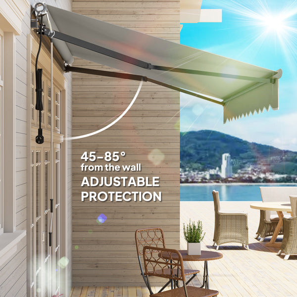 3 x 2.5m Electric Awning with Remote Controller, Aluminium Frame DIY Retractable Awning, UV30+ Sun Shade Canopy for Garden Patio Deck Door Window, Light Grey