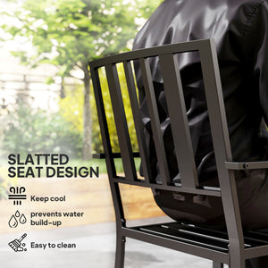 Set of 2 Garden Chairs, Stackable Outdoor Chairs with Metal Slatted Seat & Backrest, for Yard, Garden, Black
