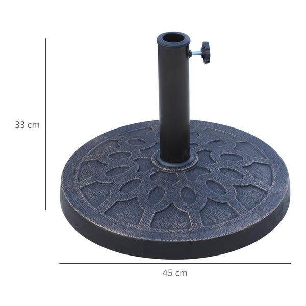 13kg Garden Parasol Base, Round Resin Umbrella Stand Holder, Heavy Duty Parasol Stand for 38mm or 48mm Outdoor Umbrella Poles, Bronze Tone