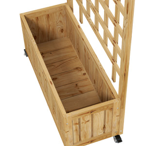 Wooden Trellis Planter, Raised Beds for Garden with Wheels and Drainage Holes, Privacy Screen Planter Box to Grow Vegetables, Herbs and Flowers for Garden, Patio, Deck, Natural
