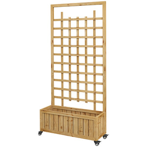 Wooden Trellis Planter, Raised Beds for Garden with Wheels and Drainage Holes, Privacy Screen Planter Box to Grow Vegetables, Herbs and Flowers for Garden, Patio, Deck, Natural