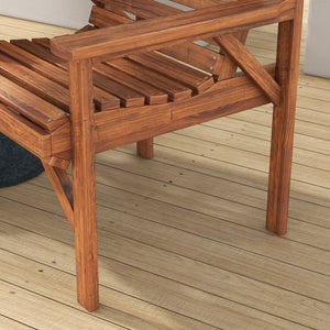 3Pcs Outdoor Bench Set, 2 Garden Benches Coffee Table and Umbrella Hole, Patio Table and Chair Set for Garden, Backyard, Balcony, Tan Brown