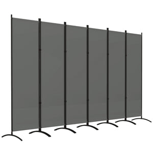 6 Panel Folding Outdoor Privacy Screen, 5.7FT Tall Room Divider with UV30+ Protection, Freestanding Privacy Panel Partition with Stable Base for Indoor Outdoor, Dark Grey