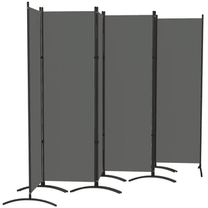 6 Panel Folding Outdoor Privacy Screen, 5.7FT Tall Room Divider with UV30+ Protection, Freestanding Privacy Panel Partition with Stable Base for Indoor Outdoor, Dark Grey