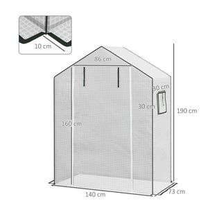Walk-in Greenhouse Cover Replacement with Roll-up Door and Mesh Windows, Reinforced PE Hot House, Cover COVER ONLY, 140 x 73 x 190cm, White